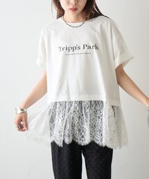 CIAOPANIC TYPY | 【接触冷感/全方位着映え】裾レースドッキング半袖ロゴTee(Tシャツ/カットソー)