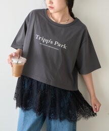 CIAOPANIC TYPY | 【接触冷感/全方位着映え】裾レースドッキング半袖ロゴTee(Tシャツ/カットソー)