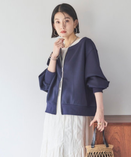 Doux archives(ドゥアルシーヴ)の「カノコ4way WZIPプルオーバー(Tシャツ/カットソー・レディース・ネイビー・38)」の1枚目の写真