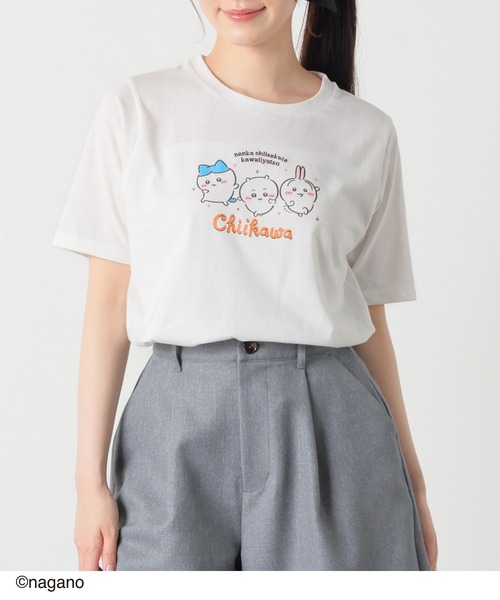 Honeys(ハニーズ)の「ちいかわ/Tシャツ(Tシャツ/カットソー・レディース・ミント/アイボリー/ブラック・S/M/LL/L)」の5枚目の写真