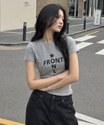 CROSS レディース スリム半袖Tシャツ [メランジグレー]
