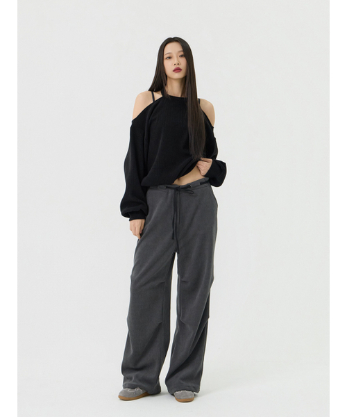 VADEFY(ヴァデファイ)の「タックノンオビローライズパンツ、チャコール(その他パンツ・レディース・その他・ONE SIZE)」の3枚目の写真