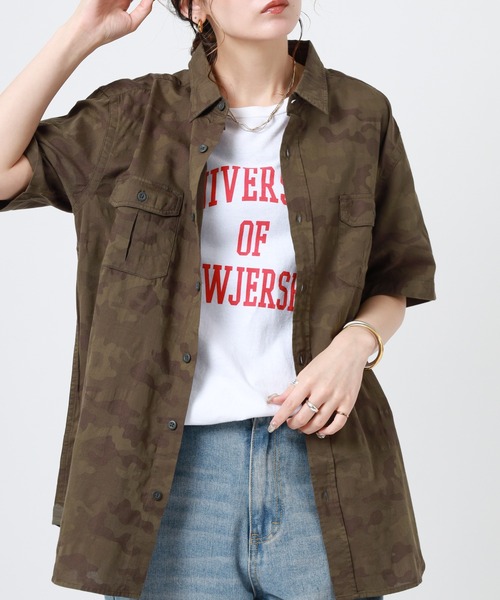 Ree&Mee(リーアンドミー)の「Ree&Mee 迷彩柄 カモフラ サファリ ミリタリー ワーク ランダム パナマ 半袖シャツ(シャツ/ブラウス・メンズ・カーキ・M)」の9枚目の写真