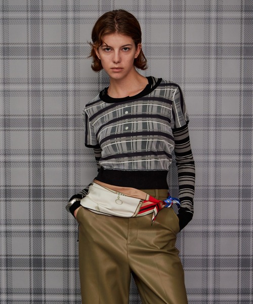 MAISON SPECIAL（メゾンスペシャル）の「【2026Autumn PRE-ORDER】Layered Check-Like Knit/レイヤードチェックライクニット（ニット/セーター・レディース・ブラック/ブルー/グリーン・FREE）」の2枚目の写真