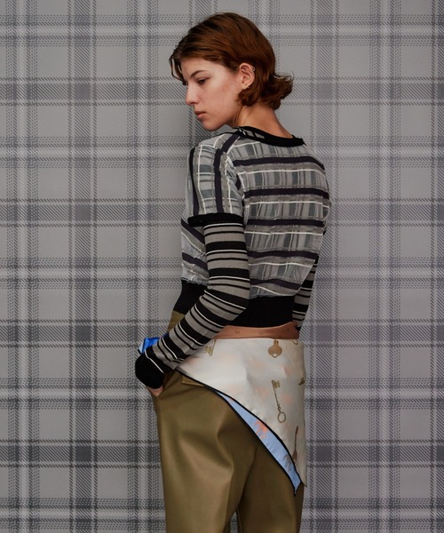 MAISON SPECIAL（メゾンスペシャル）の「【2026Autumn PRE-ORDER】Layered Check-Like Knit/レイヤードチェックライクニット（ニット/セーター・レディース・ブラック/ブルー/グリーン・FREE）」の11枚目の写真