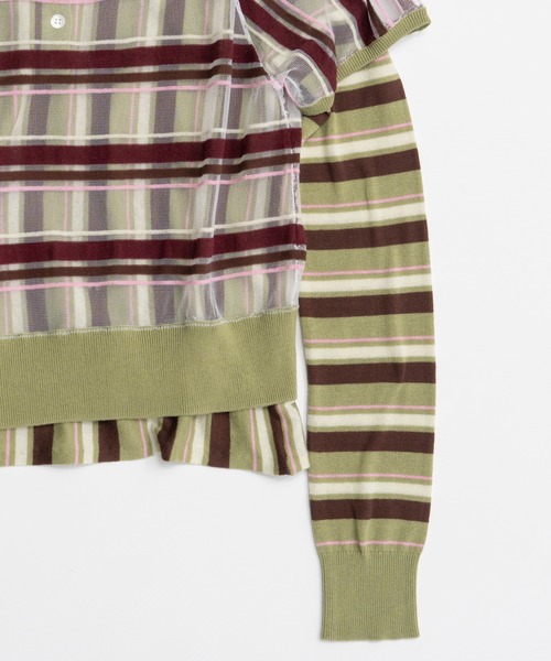 MAISON SPECIAL（メゾンスペシャル）の「【2026Autumn PRE-ORDER】Layered Check-Like Knit/レイヤードチェックライクニット（ニット/セーター・レディース・ブラック/ブルー/グリーン・FREE）」の17枚目の写真
