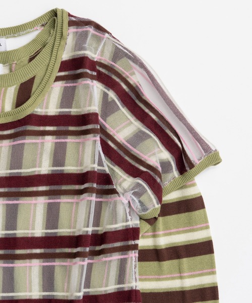 MAISON SPECIAL（メゾンスペシャル）の「【2026Autumn PRE-ORDER】Layered Check-Like Knit/レイヤードチェックライクニット（ニット/セーター・レディース・ブラック/ブルー/グリーン・FREE）」の19枚目の写真