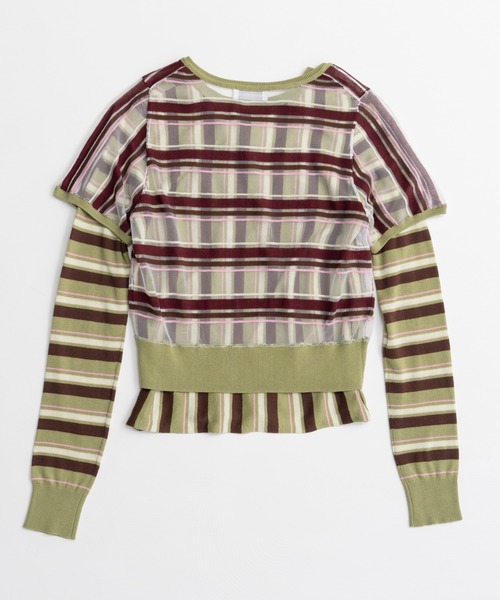 MAISON SPECIAL（メゾンスペシャル）の「【2026Autumn PRE-ORDER】Layered Check-Like Knit/レイヤードチェックライクニット（ニット/セーター・レディース・ブラック/ブルー/グリーン・FREE）」の20枚目の写真