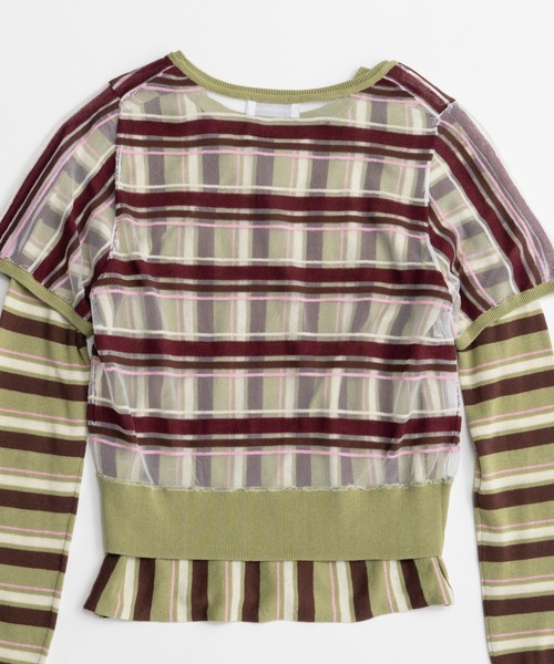 MAISON SPECIAL（メゾンスペシャル）の「【2026Autumn PRE-ORDER】Layered Check-Like Knit/レイヤードチェックライクニット（ニット/セーター・レディース・ブラック/ブルー/グリーン・FREE）」の21枚目の写真
