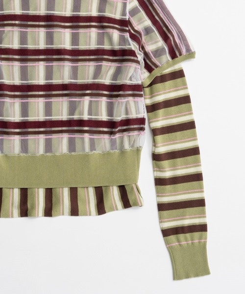 MAISON SPECIAL（メゾンスペシャル）の「【2026Autumn PRE-ORDER】Layered Check-Like Knit/レイヤードチェックライクニット（ニット/セーター・レディース・ブラック/ブルー/グリーン・FREE）」の22枚目の写真