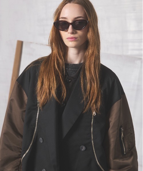 MAISON SPECIAL（メゾンスペシャル）の「《UNISEX》Prime-Over MA-1 Sleeve Double Breasted Curved Zip Tailored Jacket/プライムオーバーMA-1スリーブダブルブレストカーブジップテーラードジャケット【MAISON SPECIAL/メゾンスペシャル】（テーラードジャケット・メンズ・ライトグリーン/カーキ/ブラック・2/1）」の19枚目の写真