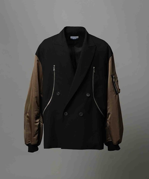 MAISON SPECIAL（メゾンスペシャル）の「《UNISEX》Prime-Over MA-1 Sleeve Double Breasted Curved Zip Tailored Jacket/プライムオーバーMA-1スリーブダブルブレストカーブジップテーラードジャケット【MAISON SPECIAL/メゾンスペシャル】（テーラードジャケット・メンズ・ライトグリーン/カーキ/ブラック・2/1）」の22枚目の写真