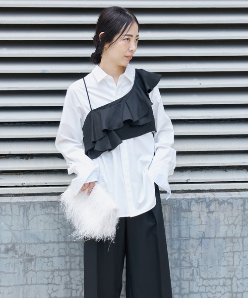 MIESROHE(ミースロエ)の「【洗える】ラッフルビスチェトップス(その他トップス・レディース・ベージュ/ブラック/カーキ・F)」の8枚目の写真