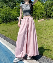 ハイウエストゆったりワイドパンツ 6 色展開