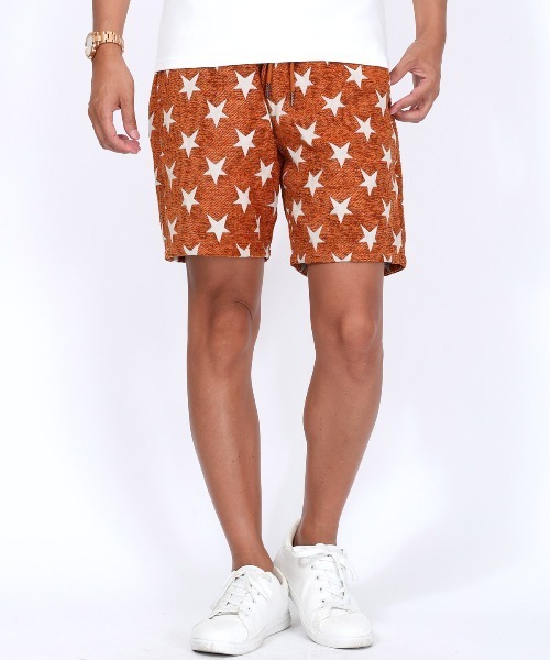 LUXSTYLE(ラグスタイル)の「ゴブラン織り星柄ショートパンツ(その他パンツ・メンズ・ブラック/オレンジ/グリーン・L/M)」の3枚目の写真
