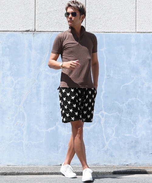 LUXSTYLE(ラグスタイル)の「ゴブラン織り星柄ショートパンツ(その他パンツ・メンズ・ブラック/オレンジ/グリーン・L/M)」の6枚目の写真