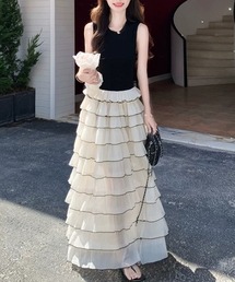ノースリーブティアードワンピース