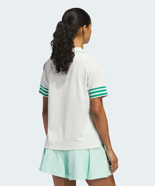 adidas(アディダス)の「オリジナルス スリーストライプス ポロシャツ【adidas Golf/アディダスゴルフ】(ポロシャツ・レディース・ホワイト×グリーン・LARGE/MEDIUM/SMALL/X-LARGE/X-SMALL)」の2枚目の写真