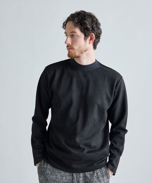 MEN'S BIGI（メンズビギ）の「テックスエードダンボールモックネックロングT［ストレッチ］（Tシャツ/カットソー・メンズ・ブルー/オフホワイト・02/01/03）」の20枚目の写真