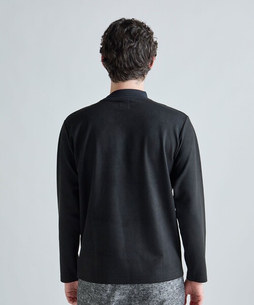 MEN'S BIGI（メンズビギ）の「テックスエードダンボールモックネックロングT［ストレッチ］（Tシャツ/カットソー・メンズ・ブルー/オフホワイト・02/01/03）」の22枚目の写真