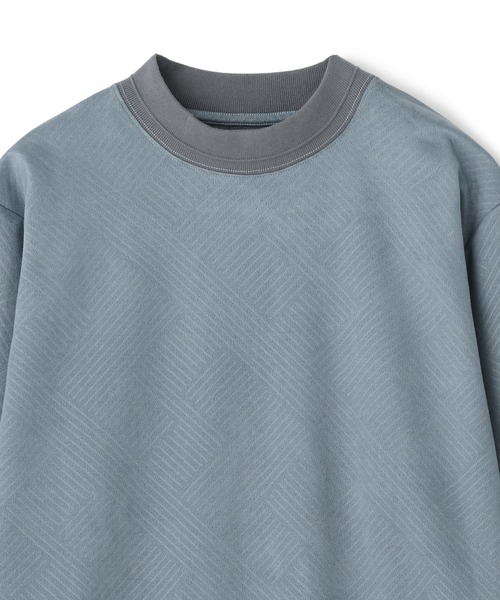 MEN'S BIGI（メンズビギ）の「テックスエードダンボールモックネックロングT［ストレッチ］（Tシャツ/カットソー・メンズ・ブルー/オフホワイト・02/01/03）」の12枚目の写真