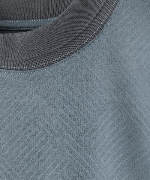 MEN'S BIGI（メンズビギ）の「テックスエードダンボールモックネックロングT［ストレッチ］（Tシャツ/カットソー・メンズ・ブルー/オフホワイト・02/01/03）」の13枚目の写真