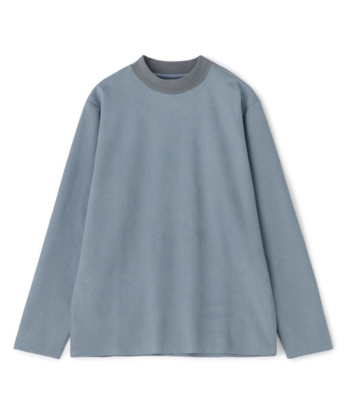 MEN'S BIGI（メンズビギ）の「テックスエードダンボールモックネックロングT［ストレッチ］（Tシャツ/カットソー・メンズ・ブルー/オフホワイト・02/01/03）」の9枚目の写真