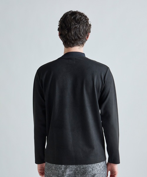 MEN'S BIGI（メンズビギ）の「テックスエードダンボールモックネックロングT［ストレッチ］（Tシャツ/カットソー・メンズ・ブルー/オフホワイト・02/01/03）」の4枚目の写真