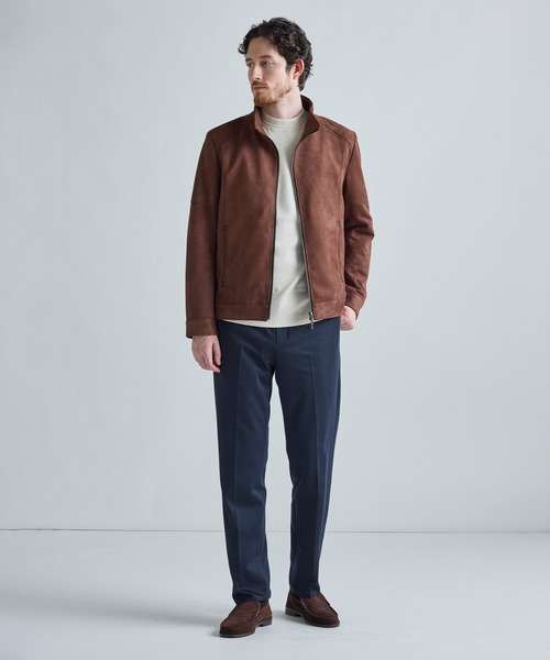 MEN'S BIGI（メンズビギ）の「テックスエードダンボールモックネックロングT［ストレッチ］（Tシャツ/カットソー・メンズ・ブルー/オフホワイト・02/01/03）」の6枚目の写真
