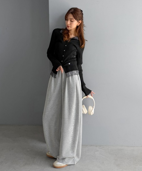 mily bilet(ミウィビレット)の「【セットアップ可能】【mily bilet】ゆるっと、キラッと、トレンドライク♪ラインストーンロゴスウェットパンツ(スウェットパンツ・レディース・杢グレー/ブラック/オートミール/ピンク・LARGE/SMALL/MEDIUM/X-LARGE)」の16枚目の写真