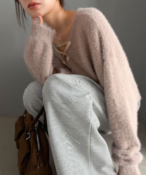 mily bilet(ミウィビレット)の「【セットアップ可能】【mily bilet】ゆるっと、キラッと、トレンドライク♪ラインストーンロゴスウェットパンツ(スウェットパンツ・レディース・杢グレー/ブラック/オートミール/ピンク・LARGE/SMALL/MEDIUM/X-LARGE)」の18枚目の写真