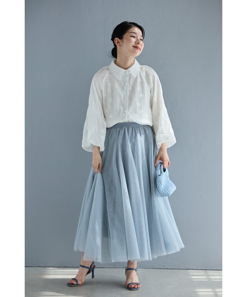 cawaii（カワイイ）の「花刺繍とレースのポワン袖ブラウス（シャツ/ブラウス・レディース・ブラック/ホワイト・FREE）」の10枚目の写真