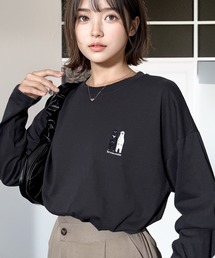 Chandelier（シャンデリア）の「ゆったり 着やすい ルーズシルエット 刺繍 ワンポイント ロンT（Tシャツ/カットソー）」