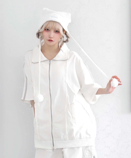 Whinny（ホワイニー）の「Whinny/【2026夏新作♪】やんちゃパーティーじゃけ（デニムジャケット・レディース・ブラック/ホワイト・FREE）」の2枚目の写真