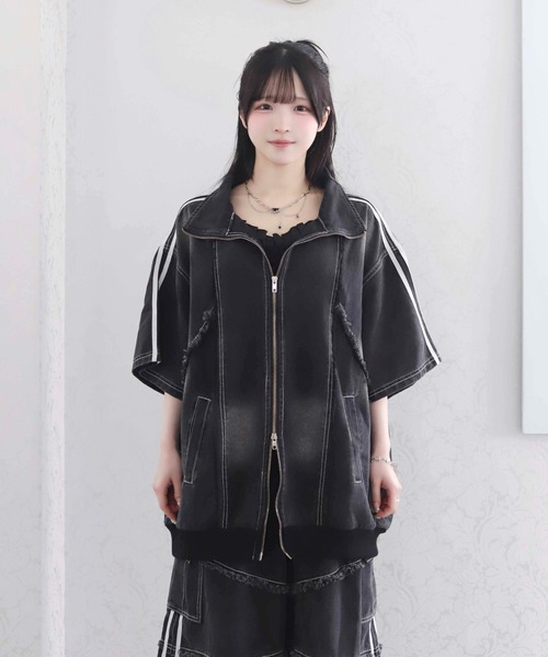 Whinny（ホワイニー）の「Whinny/【2026夏新作♪】やんちゃパーティーじゃけ（デニムジャケット・レディース・ブラック/ホワイト・FREE）」の5枚目の写真