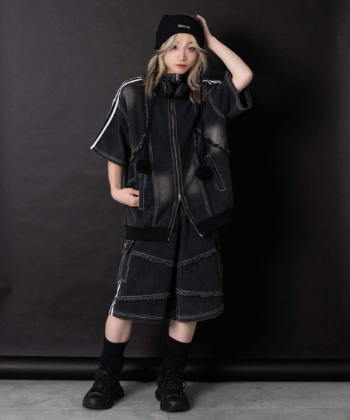 Whinny（ホワイニー）の「Whinny/【2026夏新作♪】やんちゃパーティーじゃけ（デニムジャケット・レディース・ブラック/ホワイト・FREE）」の11枚目の写真