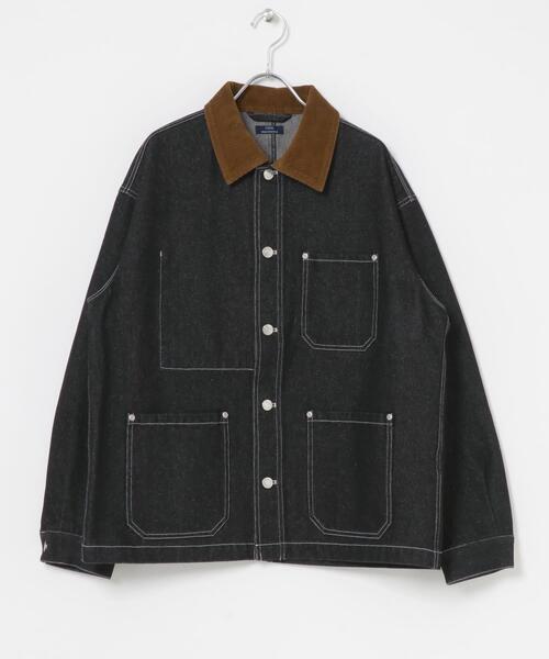 ITEMS URBANRESEARCH(アイテムズ アーバンリサーチ)の「襟コーデュロイデニムカバーオールジャケット(カバーオール・メンズ・ブラック/インディゴブルー・LARGE/MEDIUM/SMALL)」の6枚目の写真