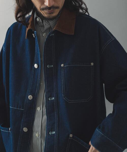 ITEMS URBANRESEARCH(アイテムズ アーバンリサーチ)の「襟コーデュロイデニムカバーオールジャケット(カバーオール・メンズ・ブラック/インディゴブルー・LARGE/MEDIUM/SMALL)」の9枚目の写真