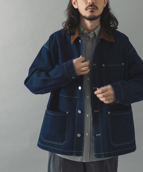 ITEMS URBANRESEARCH(アイテムズ アーバンリサーチ)の「襟コーデュロイデニムカバーオールジャケット(カバーオール・メンズ・ブラック/インディゴブルー・LARGE/MEDIUM/SMALL)」の13枚目の写真