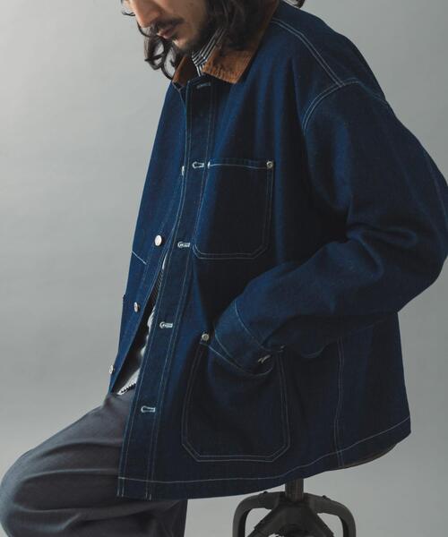ITEMS URBANRESEARCH(アイテムズ アーバンリサーチ)の「襟コーデュロイデニムカバーオールジャケット(カバーオール・メンズ・ブラック/インディゴブルー・LARGE/MEDIUM/SMALL)」の14枚目の写真