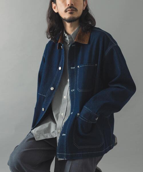 ITEMS URBANRESEARCH(アイテムズ アーバンリサーチ)の「襟コーデュロイデニムカバーオールジャケット(カバーオール・メンズ・ブラック/インディゴブルー・LARGE/MEDIUM/SMALL)」の15枚目の写真