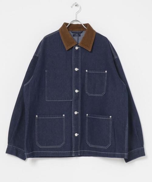 ITEMS URBANRESEARCH(アイテムズ アーバンリサーチ)の「襟コーデュロイデニムカバーオールジャケット(カバーオール・メンズ・ブラック/インディゴブルー・LARGE/MEDIUM/SMALL)」の17枚目の写真