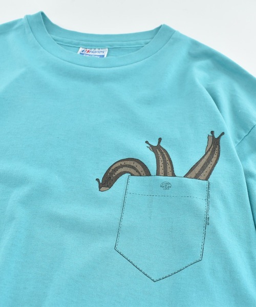 HANES(ヘインズ)の「【USED】80’s Hanes ポケット付き トロンプルイユ Tシャツ USA製(Tシャツ/カットソー・メンズ・ブルー・X-LARGE)」の5枚目の写真