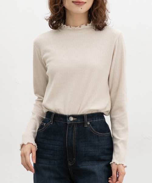 Honeys(ハニーズ)の「メローハイネックTシャツ(Tシャツ/カットソー・レディース・ブラウン/ダークブルー/ブラック/イエロー/ネイビー/オフホワイト/ライトベージュ/ピンク系その他2・LL/M/S/L)」の4枚目の写真