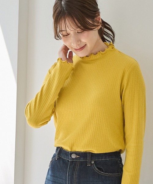Honeys(ハニーズ)の「メローハイネックTシャツ(Tシャツ/カットソー・レディース・ブラウン/ダークブルー/ブラック/イエロー/ネイビー/オフホワイト/ライトベージュ/ピンク系その他2・LL/M/S/L)」の7枚目の写真