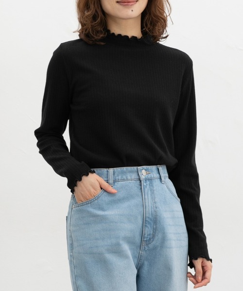 Honeys(ハニーズ)の「メローハイネックTシャツ(Tシャツ/カットソー・レディース・ブラウン/ダークブルー/ブラック/イエロー/ネイビー/オフホワイト/ライトベージュ/ピンク系その他2・LL/M/S/L)」の1枚目の写真