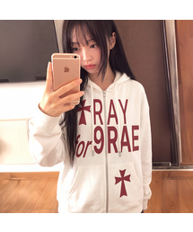 [UNISEX]PRAY FOR ジップアップパーカー_4カラー