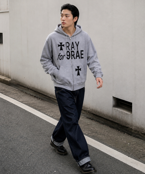 GRAVER（グレーバー）の「[UNISEX]PRAY FOR ジップアップパーカー_4カラー（パーカー・レディース・ブラック/グレー/イエロー/ホワイト・LARGE/MEDIUM）」の14枚目の写真