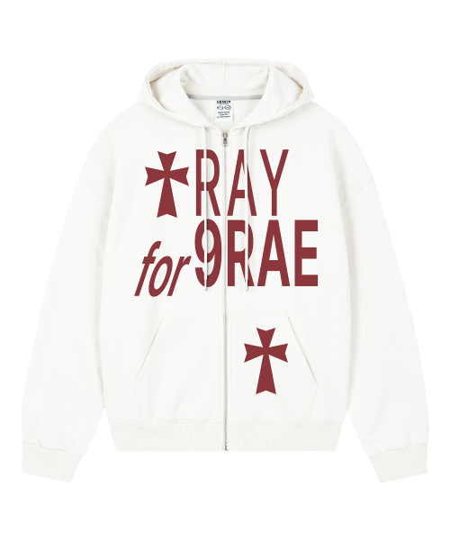 GRAVER（グレーバー）の「[UNISEX]PRAY FOR ジップアップパーカー_4カラー（パーカー・レディース・ブラック/グレー/イエロー/ホワイト・LARGE/MEDIUM）」の16枚目の写真