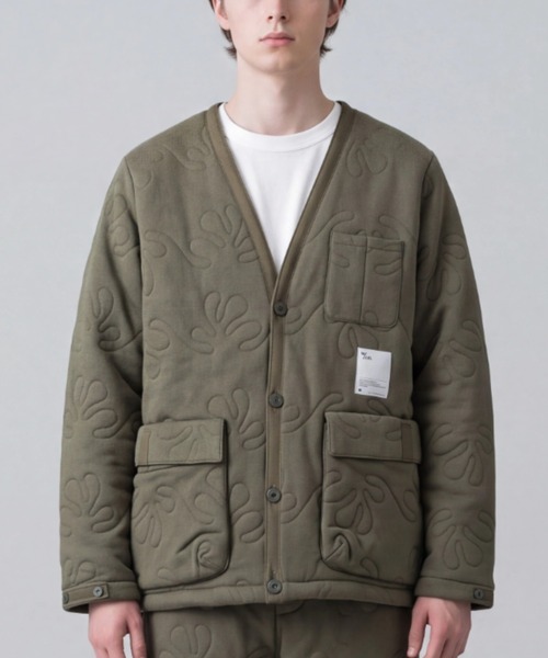 INNOCENT(イノセント)の「【Wasted Collective/ウェイステッド コレクティブ】Recycled Cotton Fleece Jacket WC-QULTDJCKT(ノーカラージャケット・メンズ・ネイビー/オリーブ/ナチュラル・MEDIUM/X-LARGE/XX-LARGE/LARGE/SMALL)」の3枚目の写真